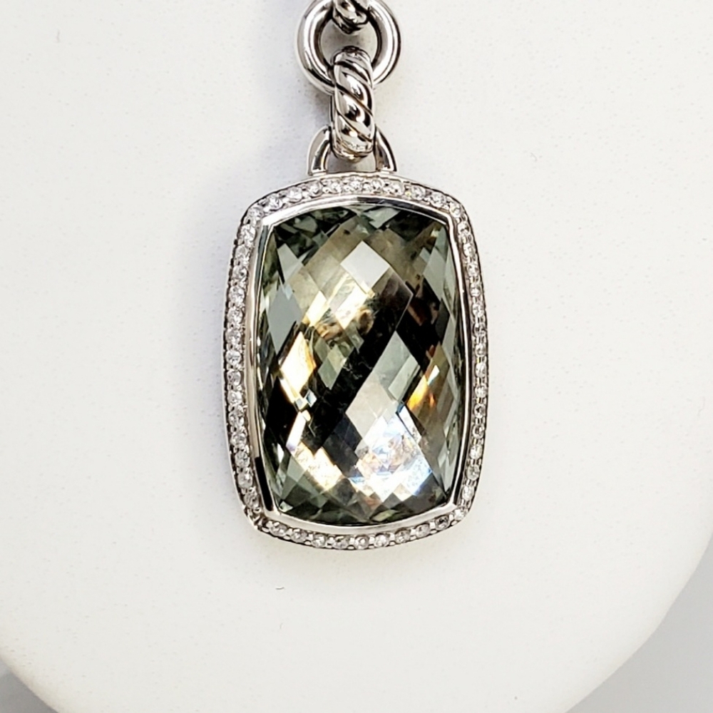 David Yurman Albion Large Prasiolite & Diamond Pendant Enhancer